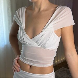 Elegant White Draped Top